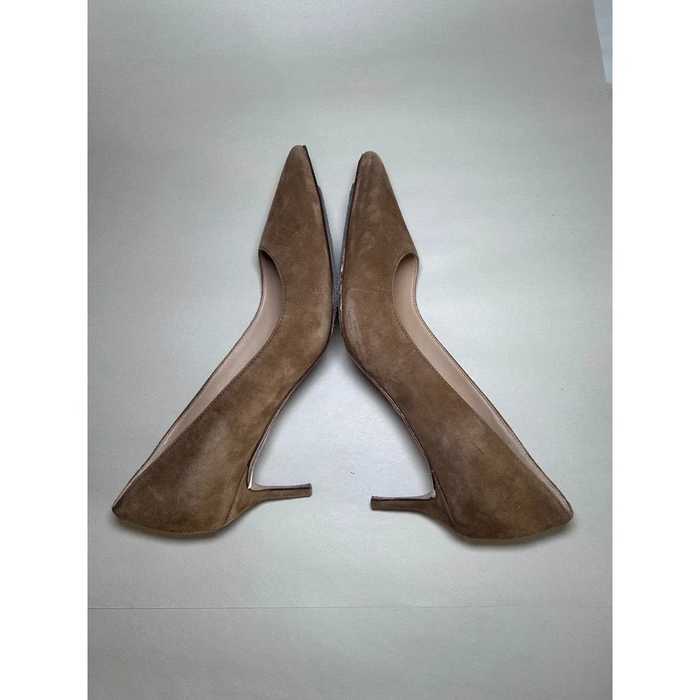 Veronica Beard Hazelwood Suede Pointed Toe Pumps Brown Heels J3727L4 Size 6.5M